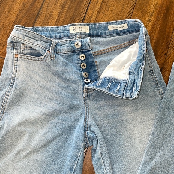 Jessica Simpson light wash blue denim jeans button fly flirt straight boot sz 27 - Picture 1 of 15